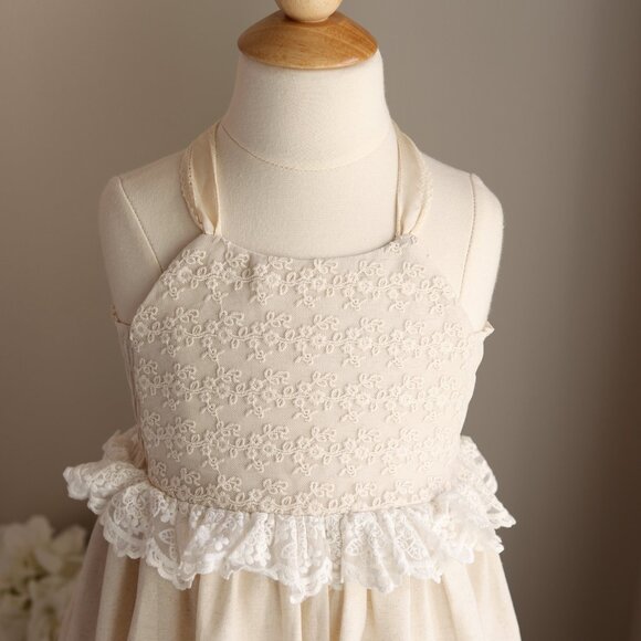 Linen and Lace Dress Dollcake Hushed My Heart Portrait Boho Special Occasion NEW - Picture 9 of 10
